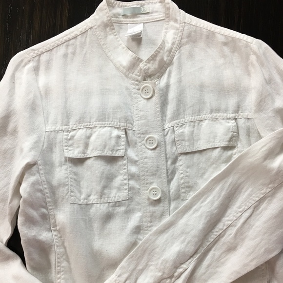 R White linen button jacket, size 8 - Picture 2 of 8